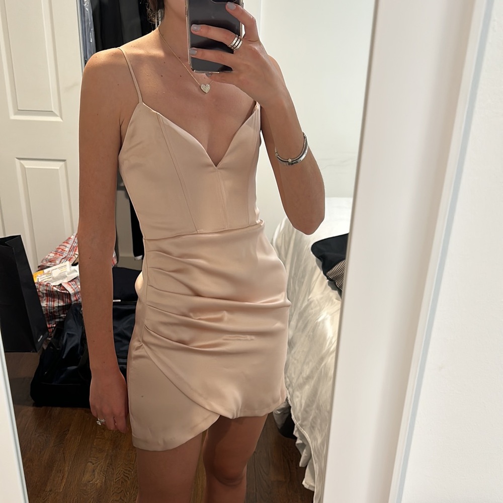 Light pink sparkly mini cocktail dress
